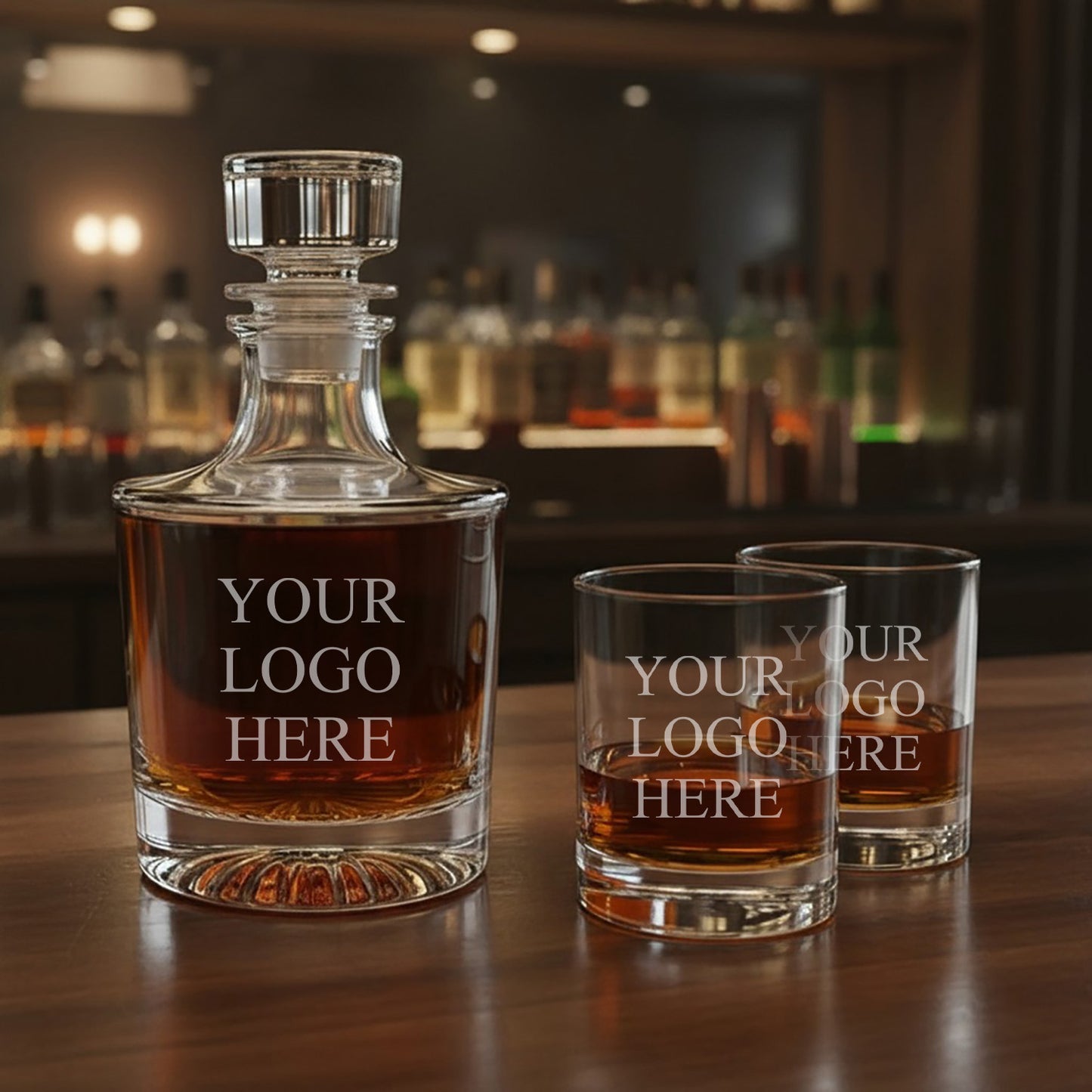 Custom Logo Personalized Legacy Reserve Whiskey Decanter with Rocks Glasses - 3 pc