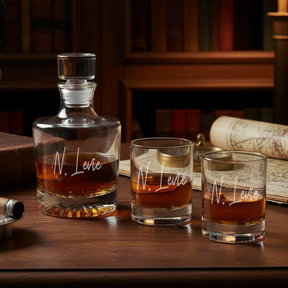 Signature Personalized Legacy Reserve Whiskey Decanter with Rocks Glasses - 3 pc