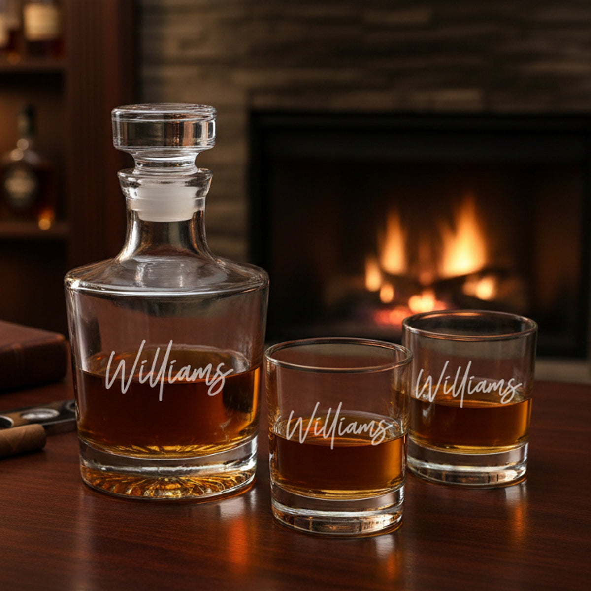 Signature Personalized Legacy Reserve Whiskey Decanter with Rocks Glasses - 3 pc