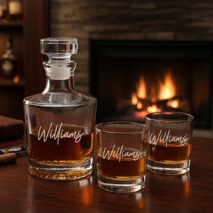 Signature Personalized Legacy Reserve Whiskey Decanter with Rocks Glasses - 3 pc