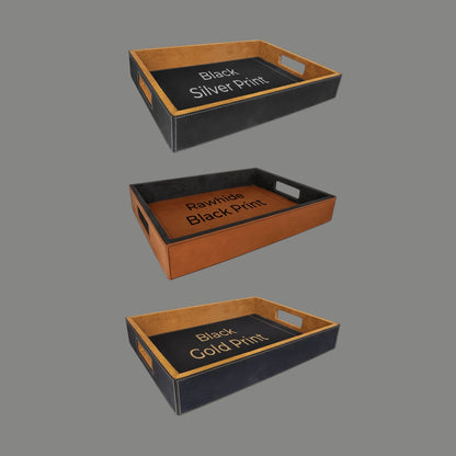 Monogram Personalized Rectangle Leather Serving Tray