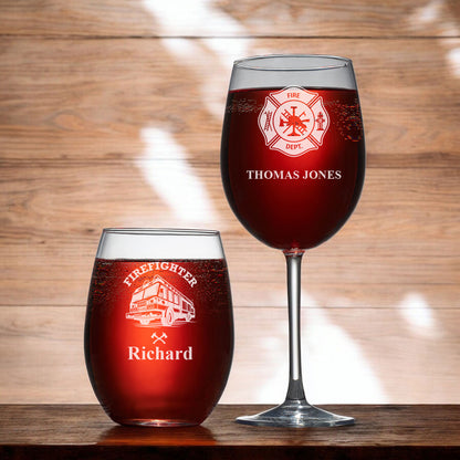 Firefighter Personalized Wine Glass