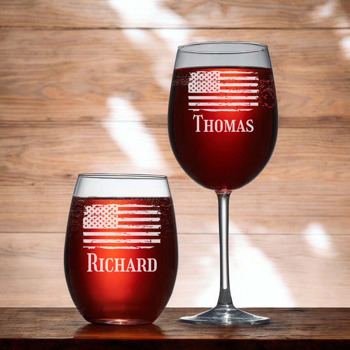 Patriotic Military Personalized Wine Glass