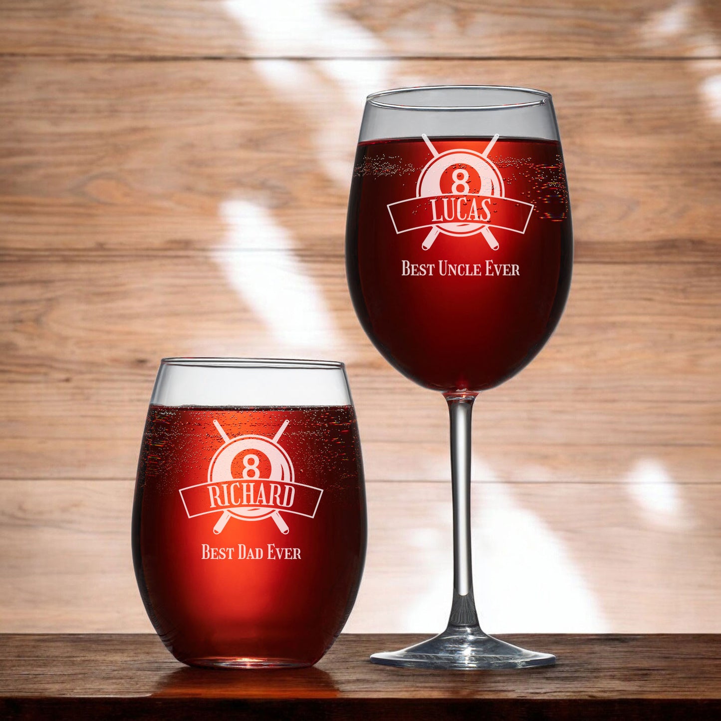 Pool Billiard Eight-Ball Personalized Wine Glass