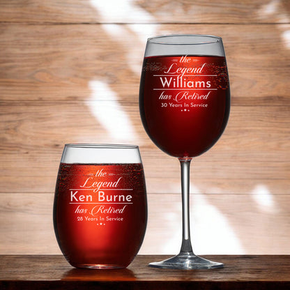 The Legend Has Retired Personalized Wine Glass
