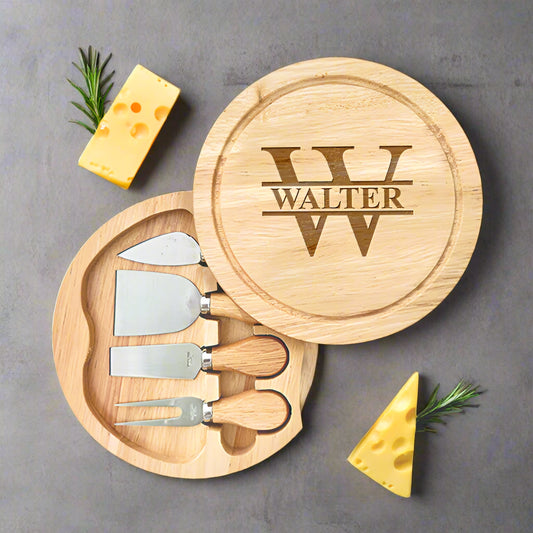 Monogram Personalized Swivel Cheese Board Set