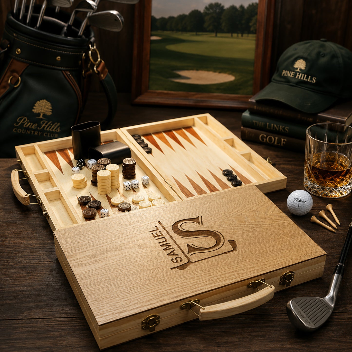 Golf Personalized Backgammon Game Set