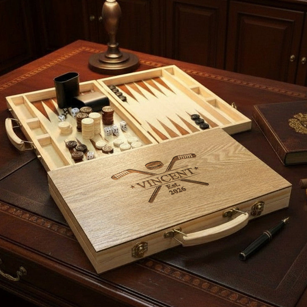 Hockey Personalized Backgammon Game Set