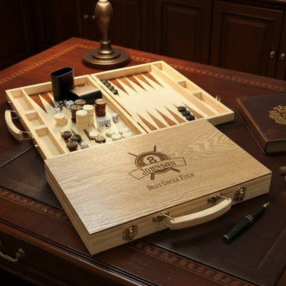 Pool Billiard Eight-Ball Personalized Backgammon Game Set