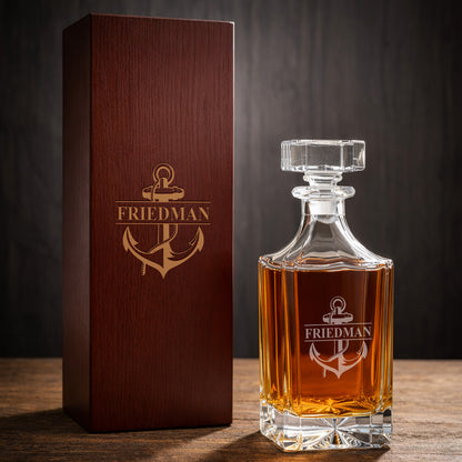 Anchor Personalized Classic Whiskey Decanter with Whiskey Glasses
