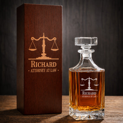 Lawyer Personalized Classic Whiskey Decanter with Glasses Gift Set