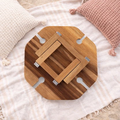 Monogram Personalized Wood Portable Wine Glasses Table , Set of 5