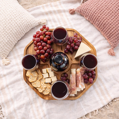 Monogram Personalized Wood Portable Wine Glasses Table , Set of 5