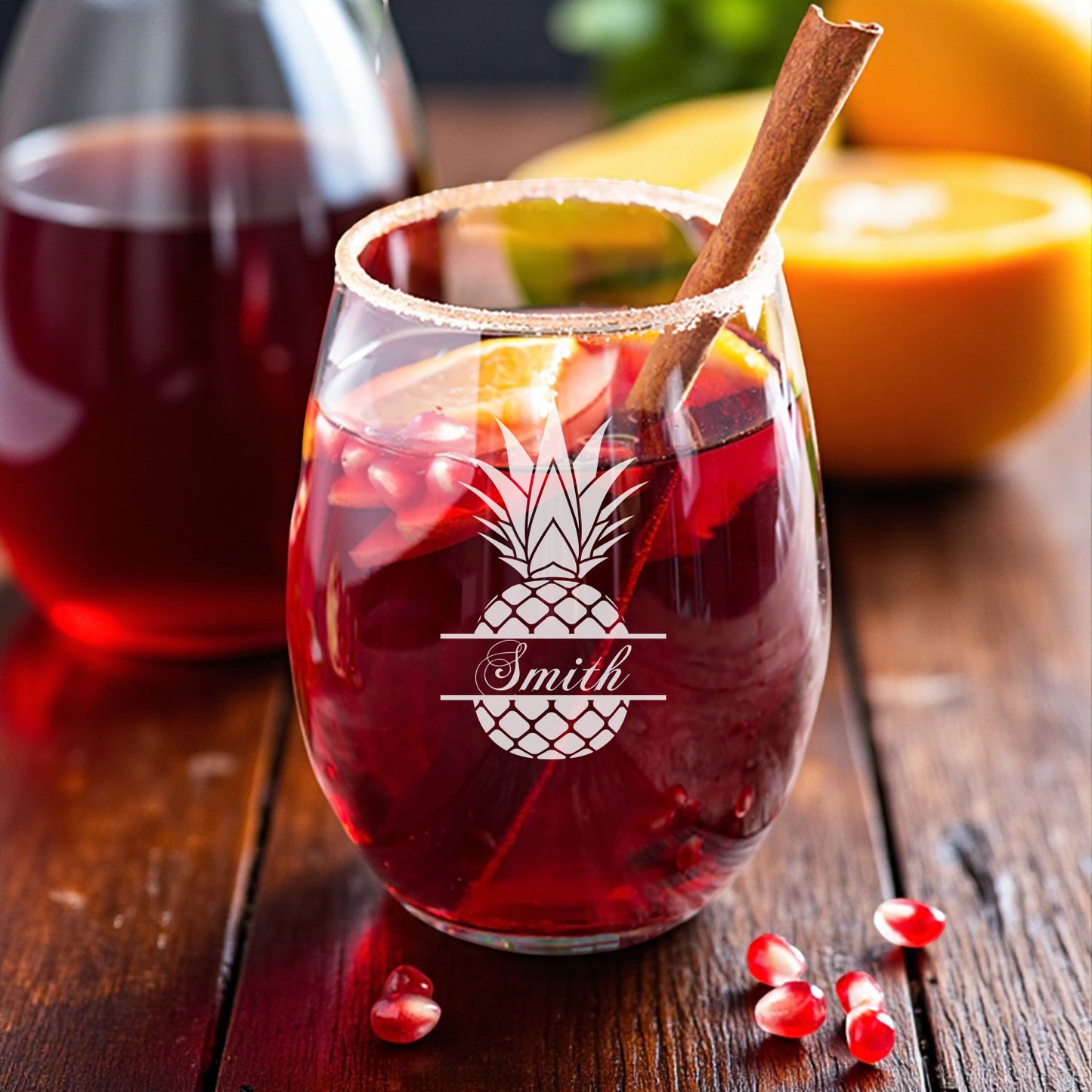 Pineapple Personalized Wine Glass