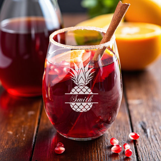 Pineapple Personalized Wine Glass