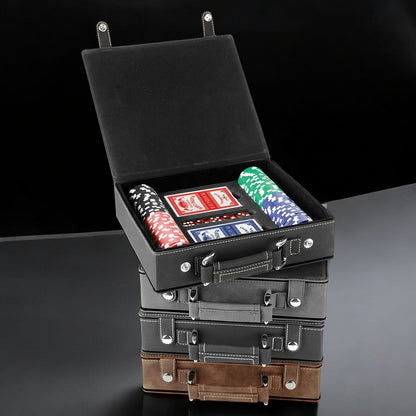 Monogram Personalized Leather Poker Gift Set