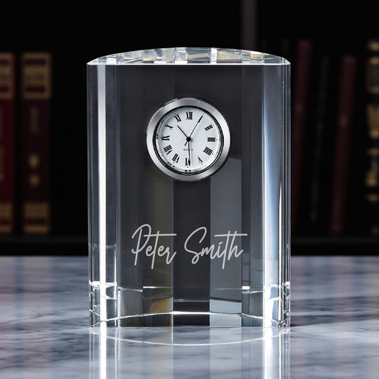 Signature Personalized Optic Crystal Desk Clock