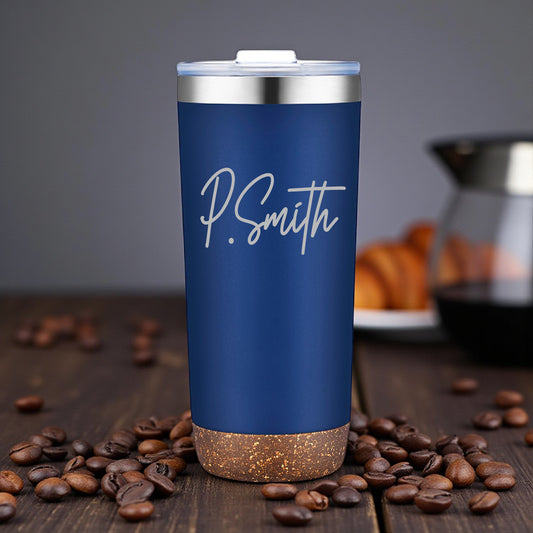 Signature Personalized Cork Bottom 22 oz Navy Tumbler