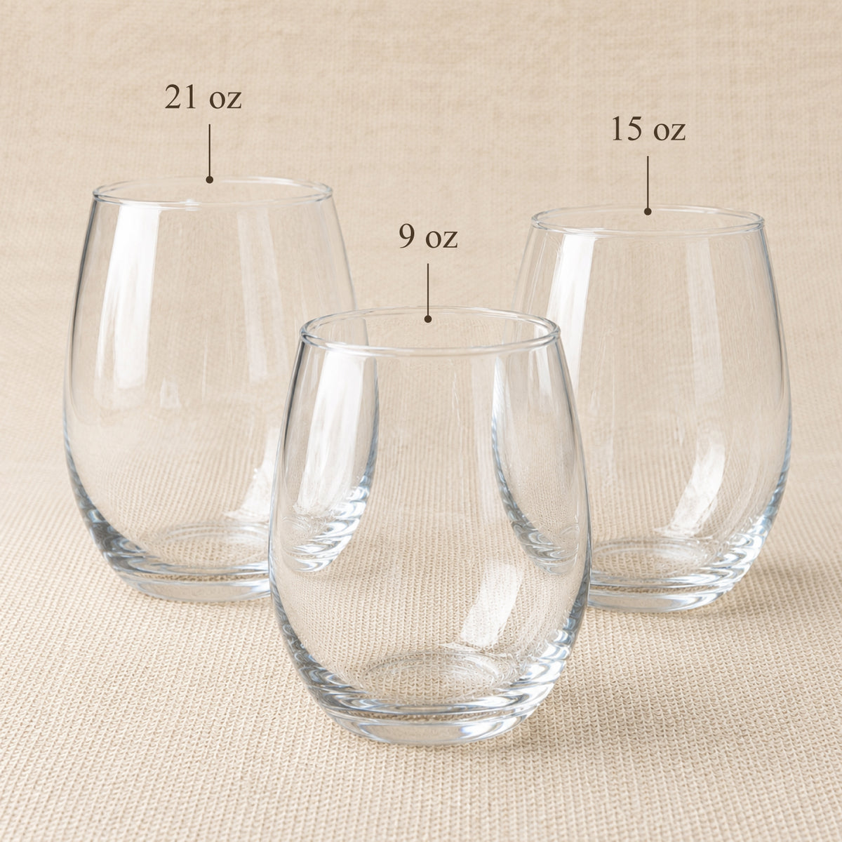 Custom Logo Personalized Stemless Wine Glass - Set of 12