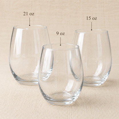 Custom Logo Personalized Stemless Wine Glass - Set of 12
