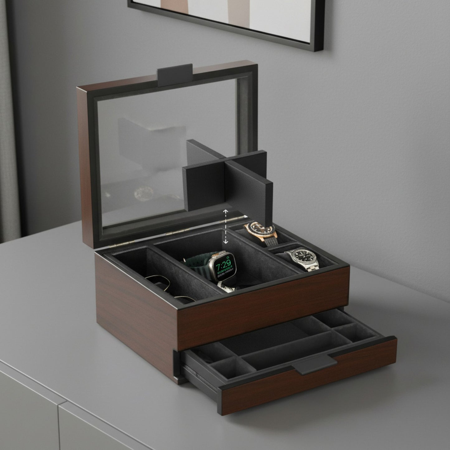 The Executive Personalized Modular 8 Slot Watch Box