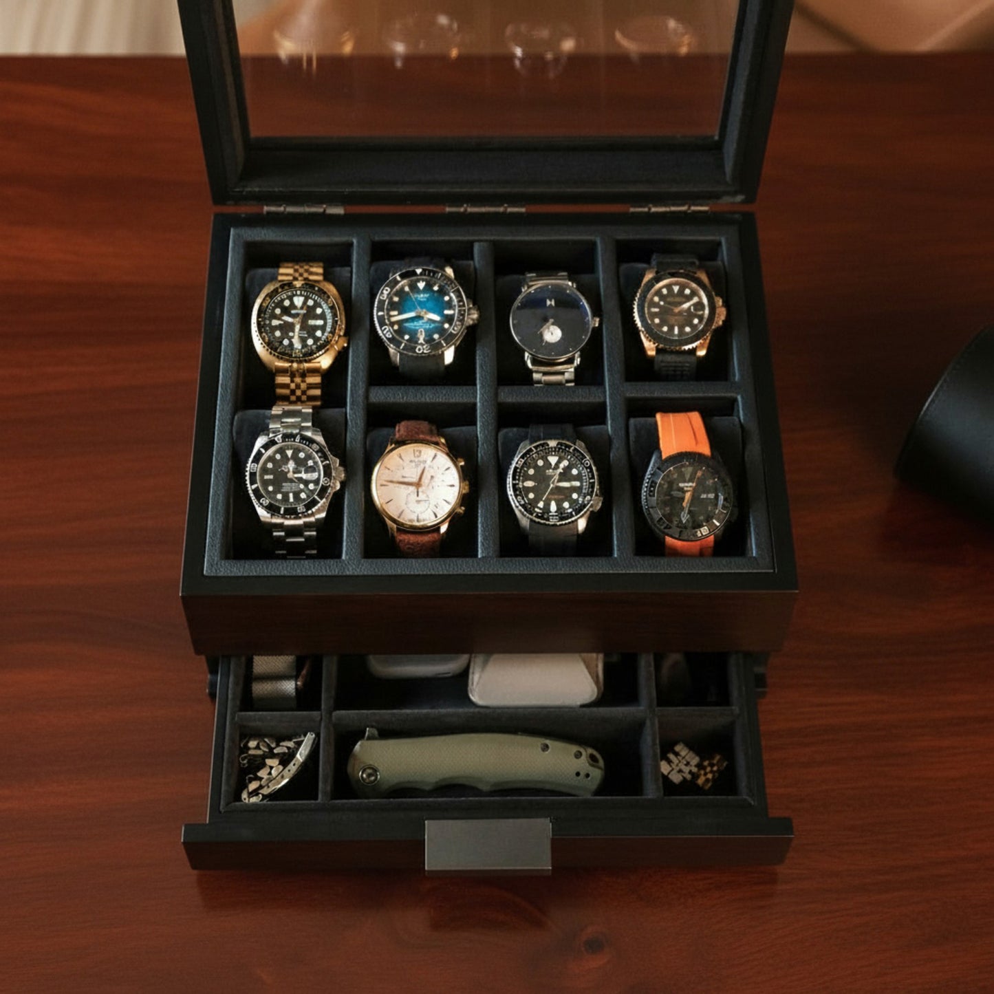 The Executive Personalized Modular 8 Slot Watch Box