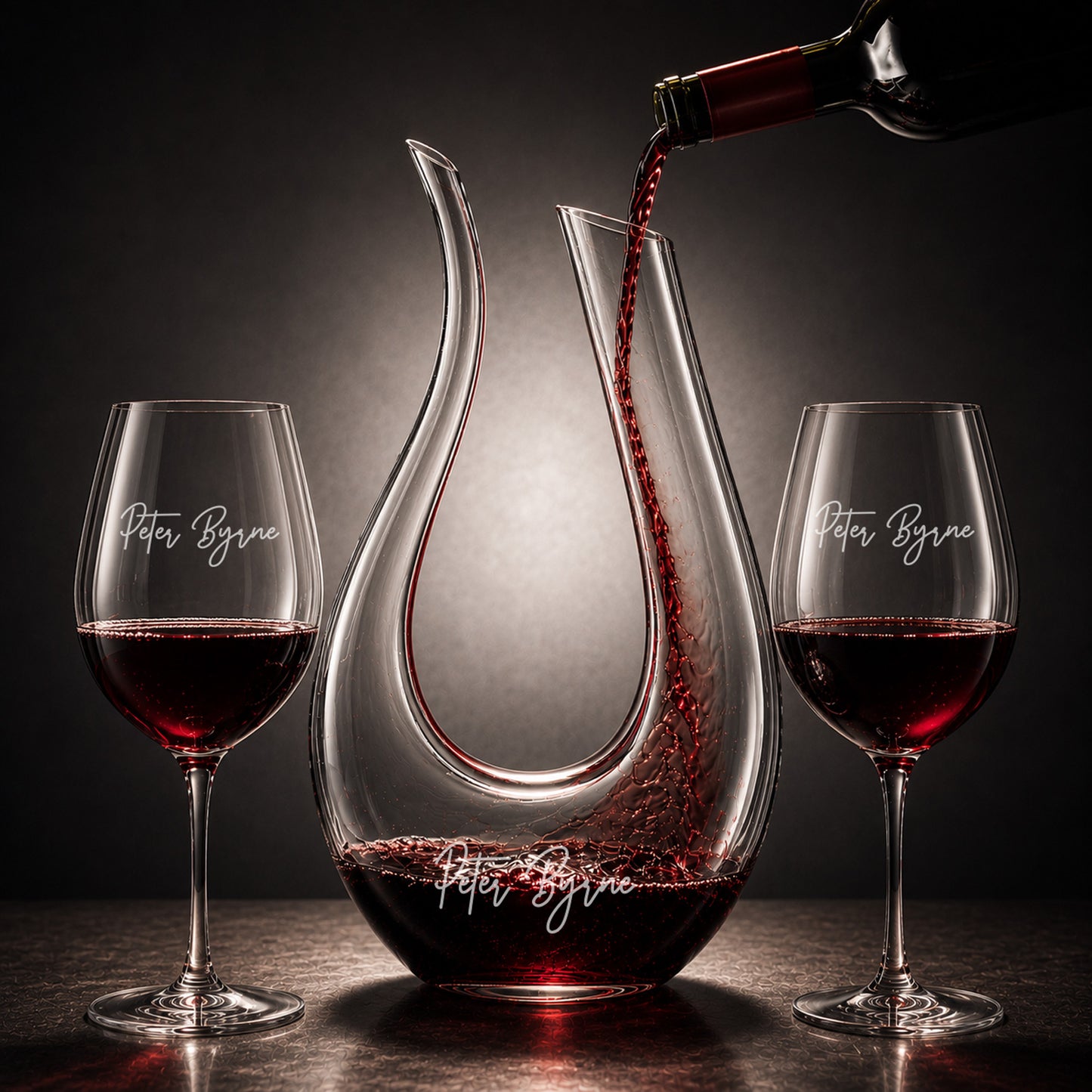 Signature Personalized Harp Wine Decanter With Wine Glass Set