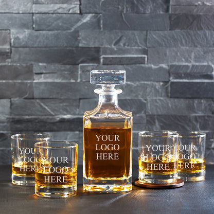 Custom Logo Personalized Classic Whiskey Decanter with Glasses Gift Set