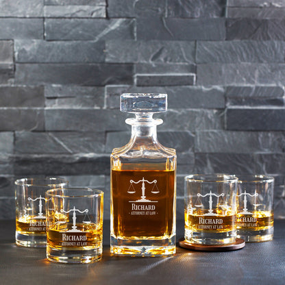 Lawyer Personalized Classic Whiskey Decanter with Glasses Gift Set
