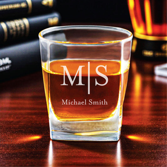 Monogram Personalized Square Whiskey Glass
