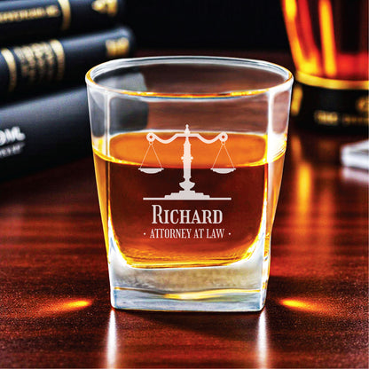 Lawyer Personalized Square Whiskey Glass