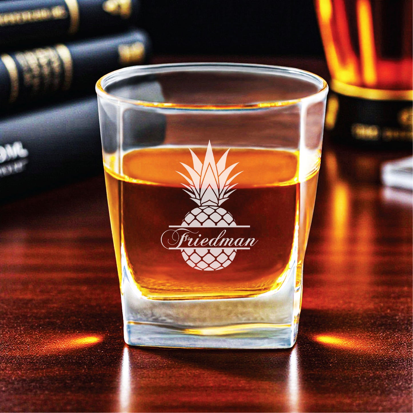 Pineapple Personalized Square Whiskey Glass