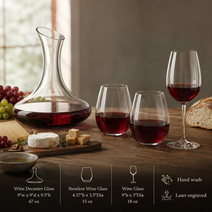 Patriotic Military Personalized Wine Decanter with Wine Glass Set